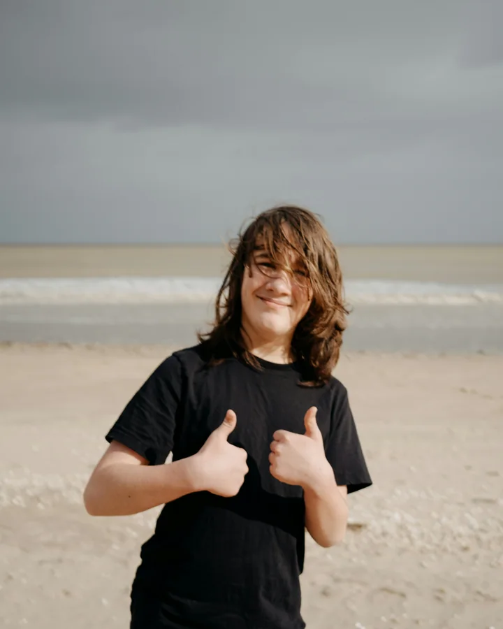 Young learner practising English outdoors